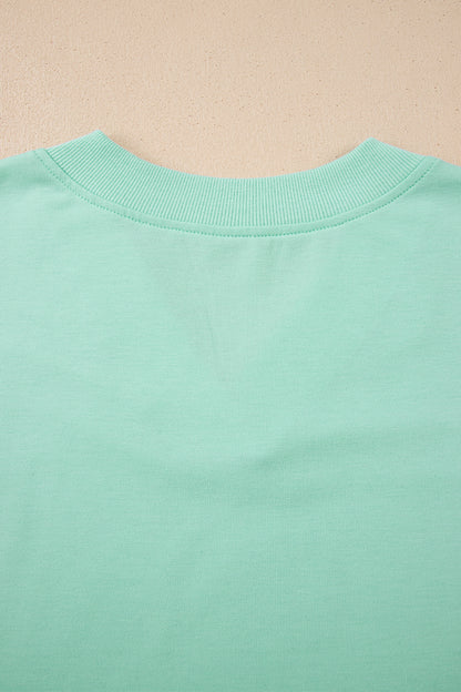 Bonbon Solid Color V Neck Tee Drawstring Pant Set