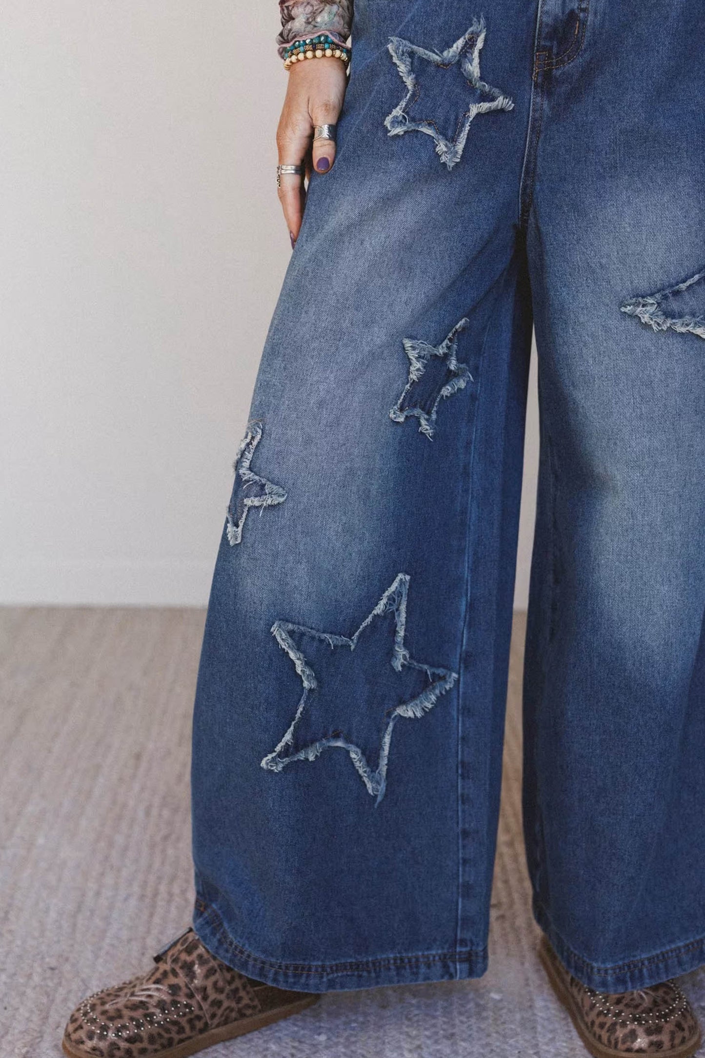 Ashleigh Blue Star Decorated Wide Leg Jeans