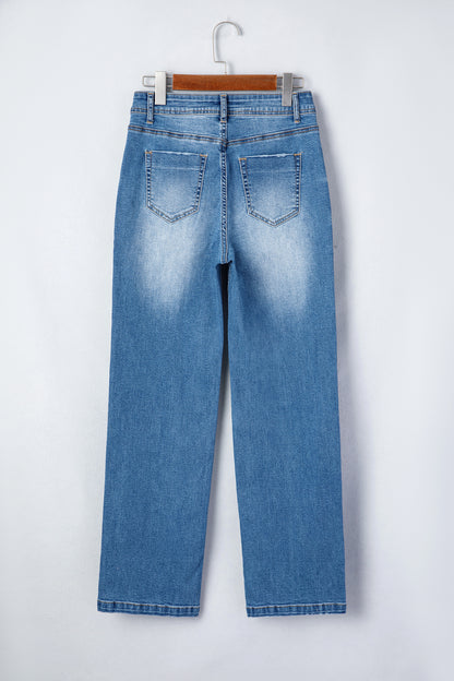 Ashleigh Blue Acid Washed Straight Leg Full Length Casual Jeans