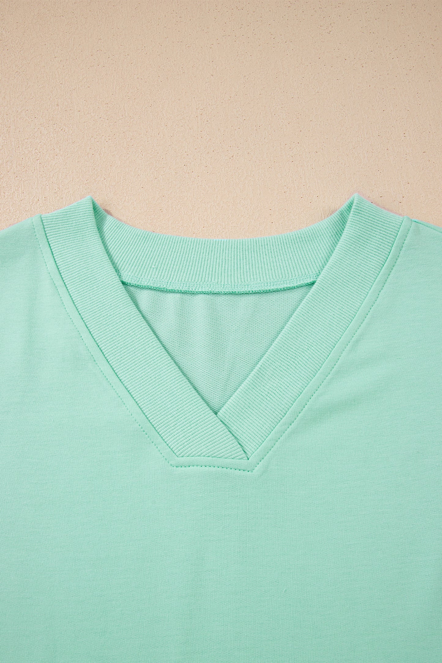 Bonbon Solid Color V Neck Tee Drawstring Pant Set