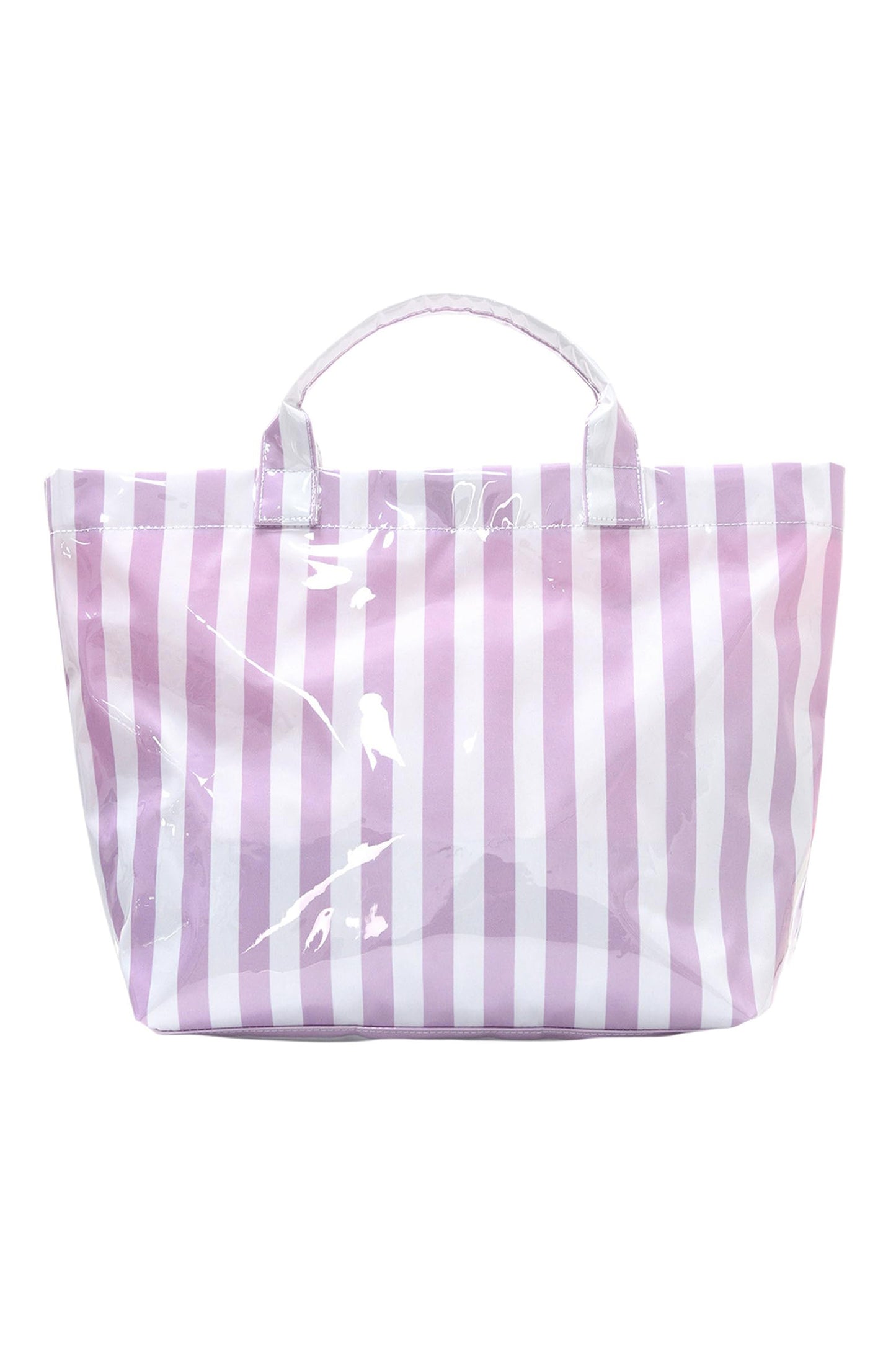Light Blue Glossy Striped Vinyl Large Tote Bag (Batch Color Gap)
