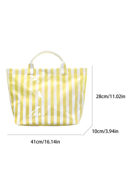 Light Blue Glossy Striped Vinyl Large Tote Bag (Batch Color Gap)