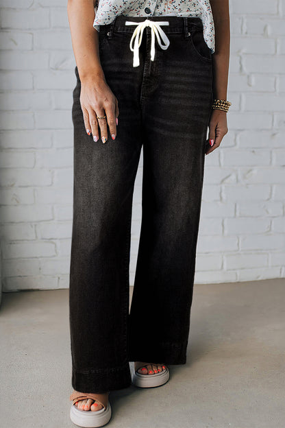Iceland Blue Acid Wash Contrast Lace-up Plus Size Jeans