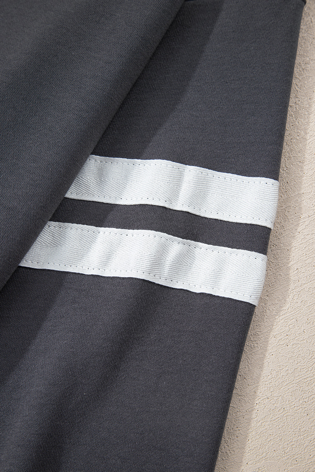 Navy Blue Preppy Striped Sleeve Loose Sweatshirt