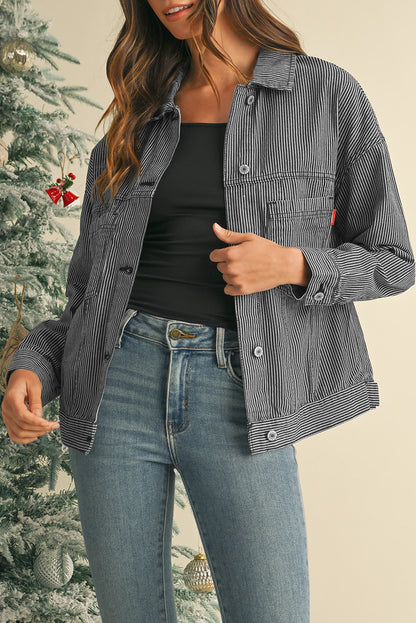 Wild Wind Washed Oversized Pocketed Denim Jacket