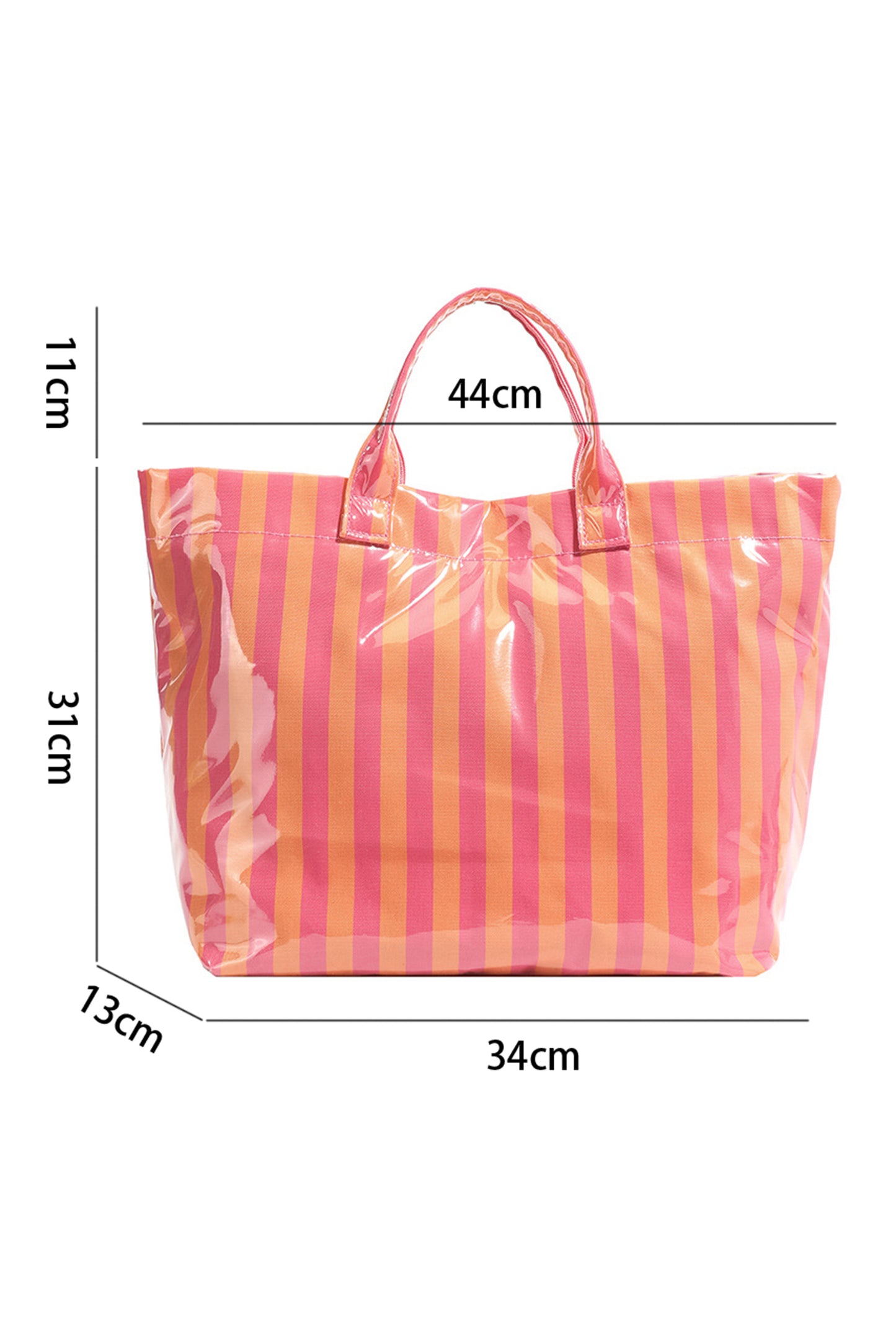Light Blue Glossy Striped Vinyl Large Tote Bag (Batch Color Gap)