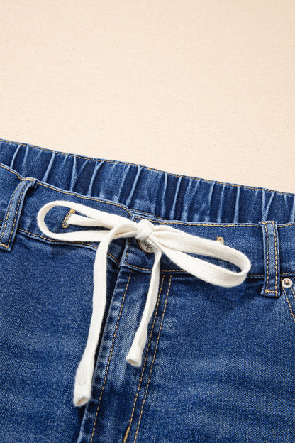 Iceland Blue Acid Wash Contrast Lace-up Plus Size Jeans