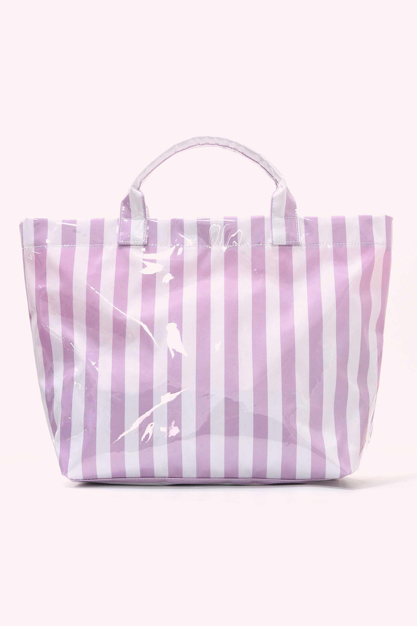 Light Blue Glossy Striped Vinyl Large Tote Bag (Batch Color Gap)