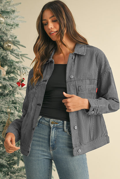 Wild Wind Washed Oversized Pocketed Denim Jacket