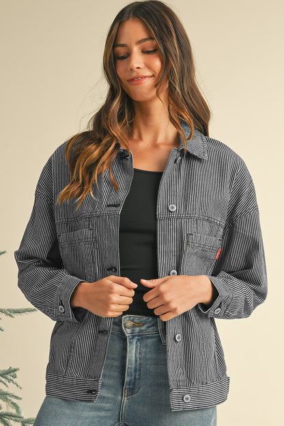 Wild Wind Washed Oversized Pocketed Denim Jacket
