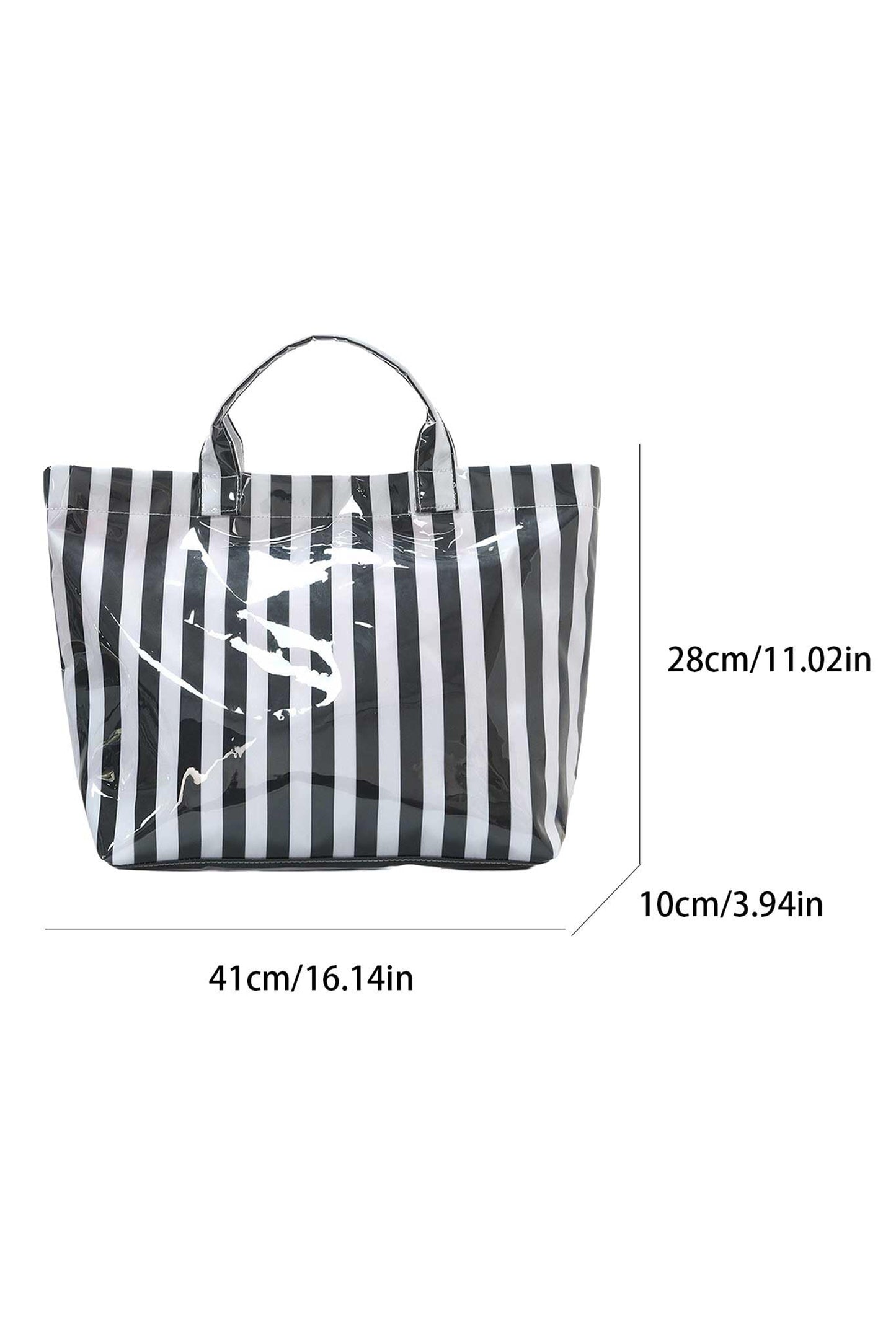 Light Blue Glossy Striped Vinyl Large Tote Bag (Batch Color Gap)
