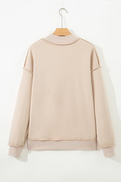 Coffee Oversize Drop Shoulder Reversible Mock Neck Sweatshirt