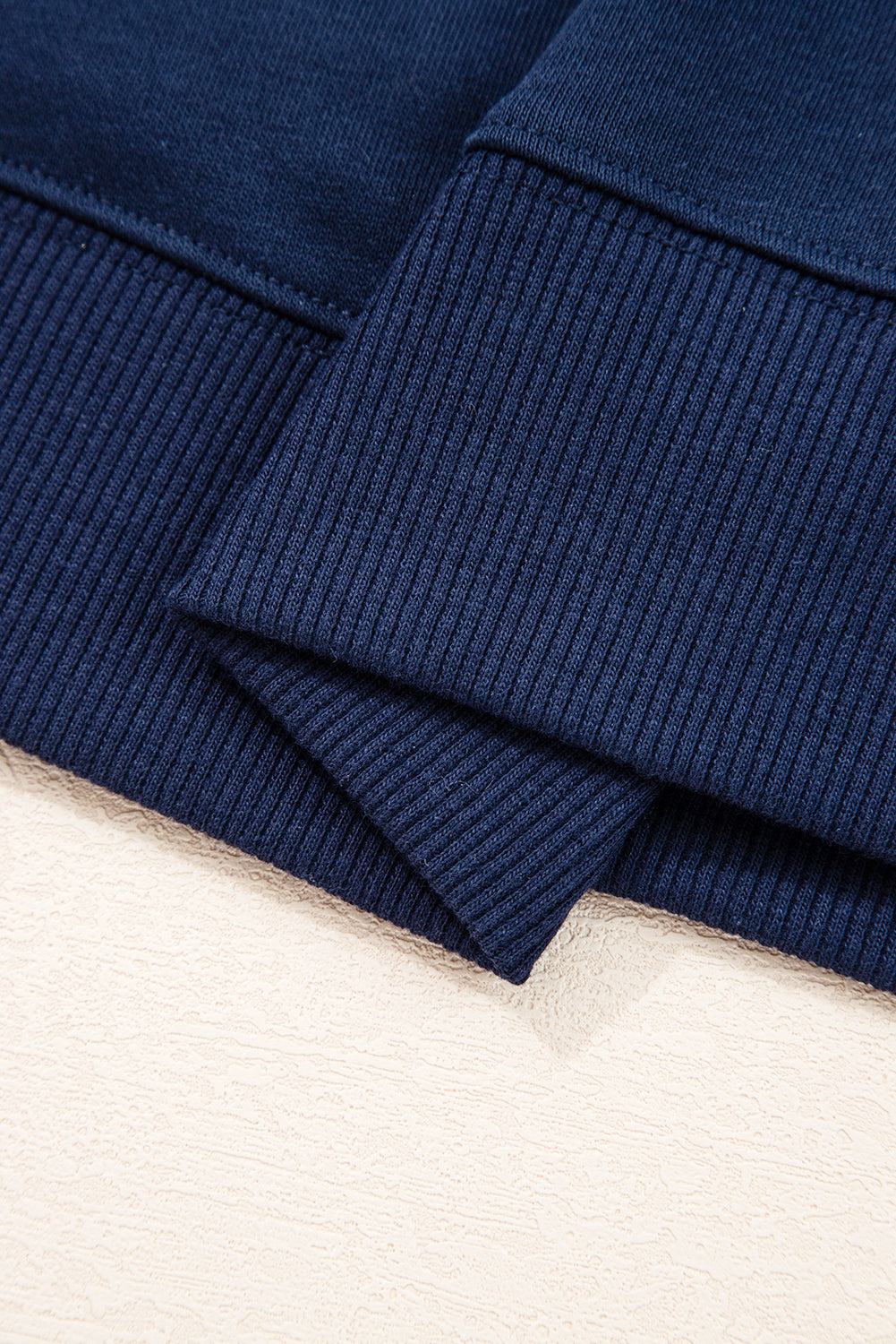 Navy Blue Preppy Striped Sleeve Loose Sweatshirt