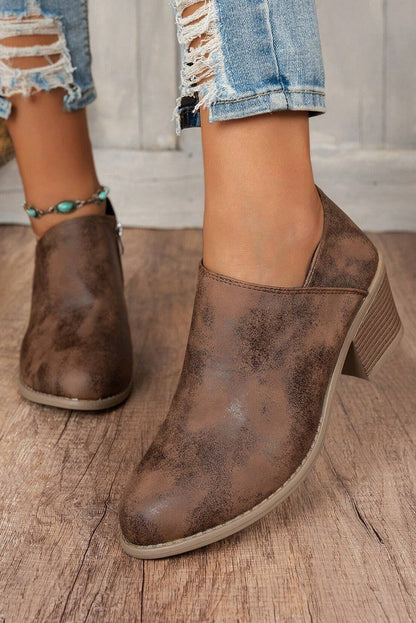 Black Suede Block Heel Ankle Boot