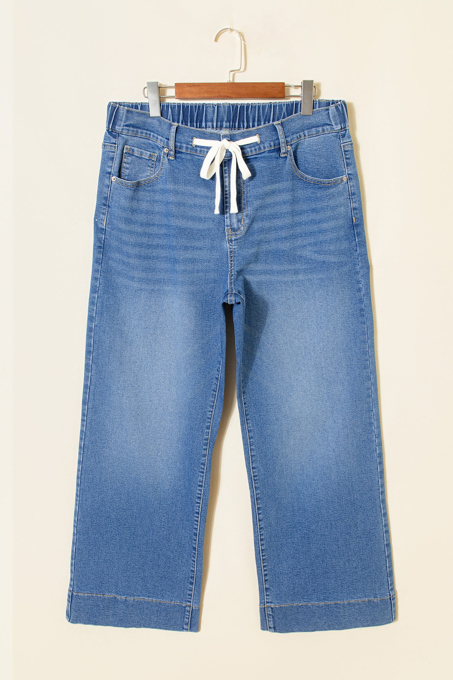 Iceland Blue Acid Wash Contrast Lace-up Plus Size Jeans