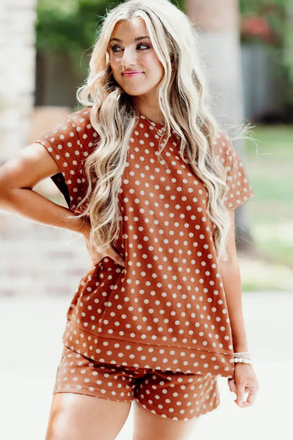 Green Polka Dot Print Short Set