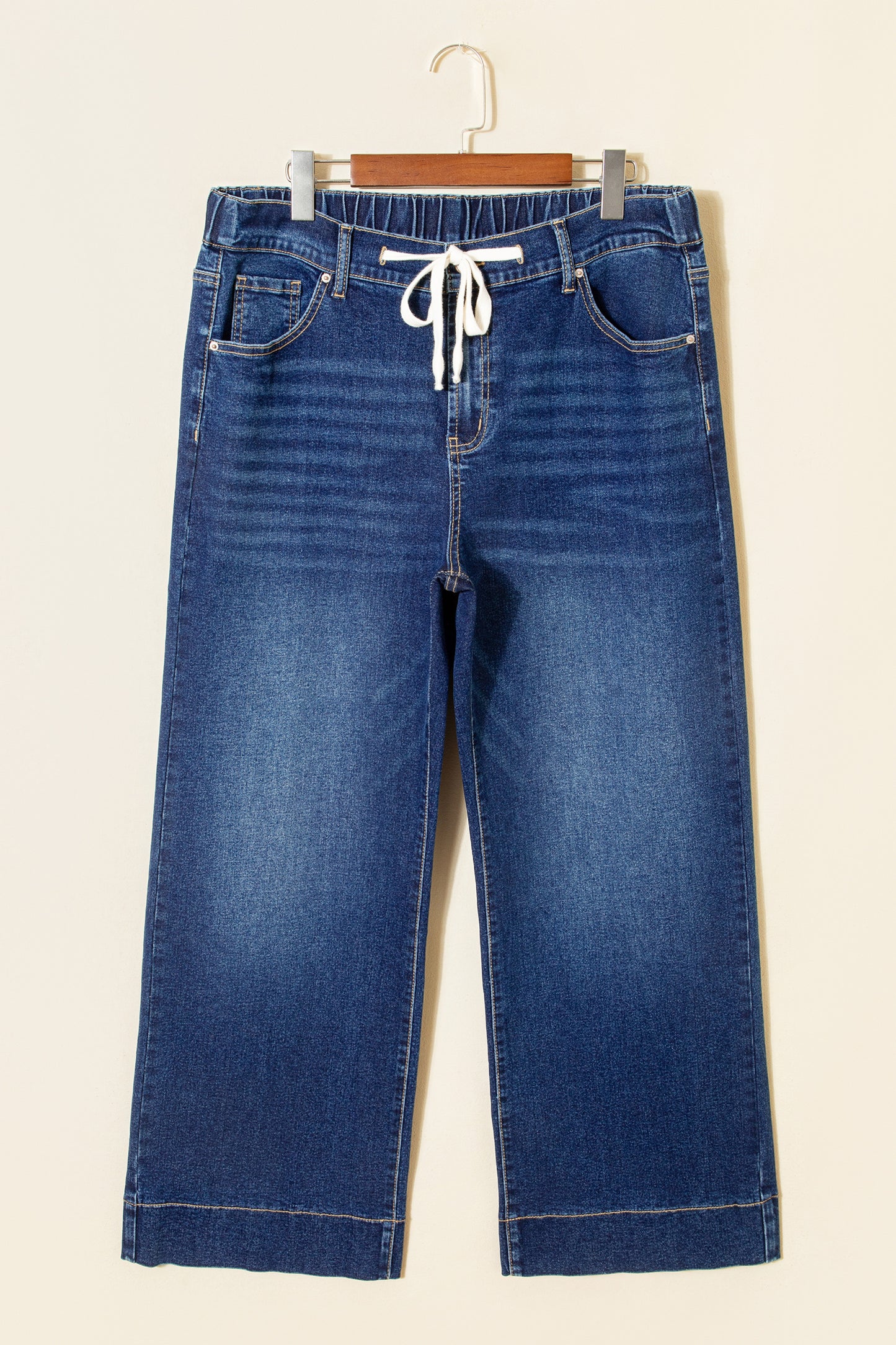 Iceland Blue Acid Wash Contrast Lace-up Plus Size Jeans