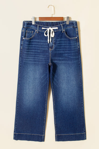 Iceland Blue Acid Wash Contrast Lace-up Plus Size Jeans