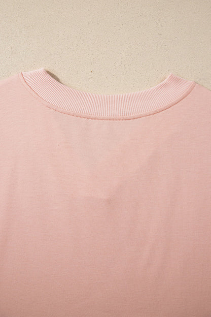 Bonbon Solid Color V Neck Tee Drawstring Pant Set