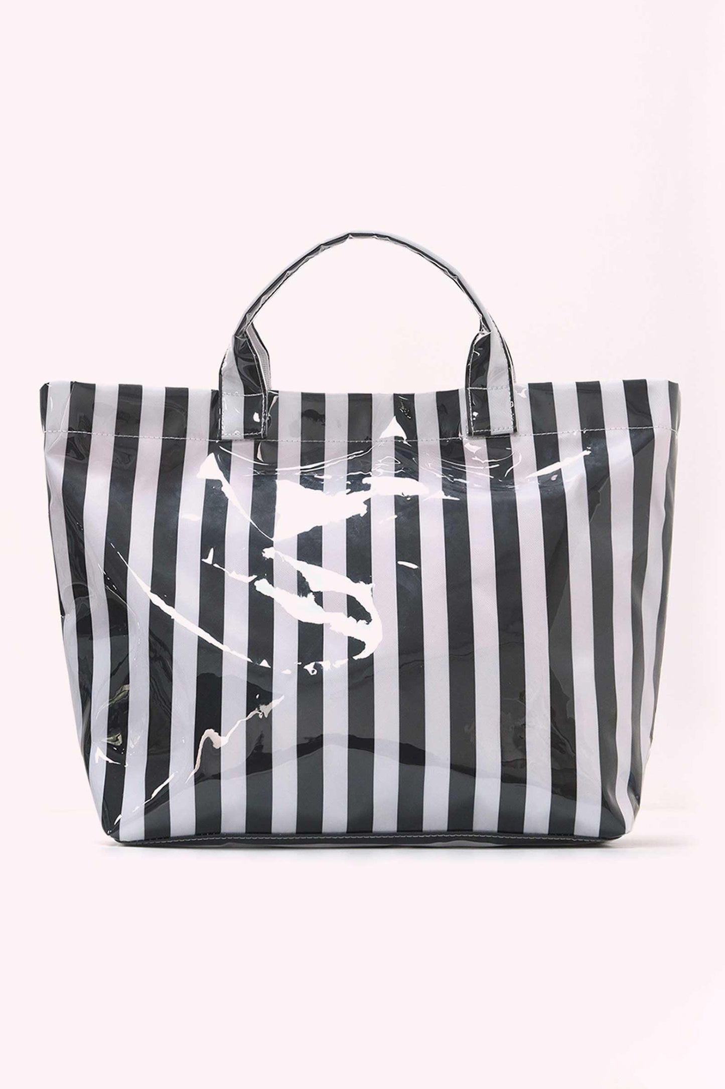 Light Blue Glossy Striped Vinyl Large Tote Bag (Batch Color Gap)