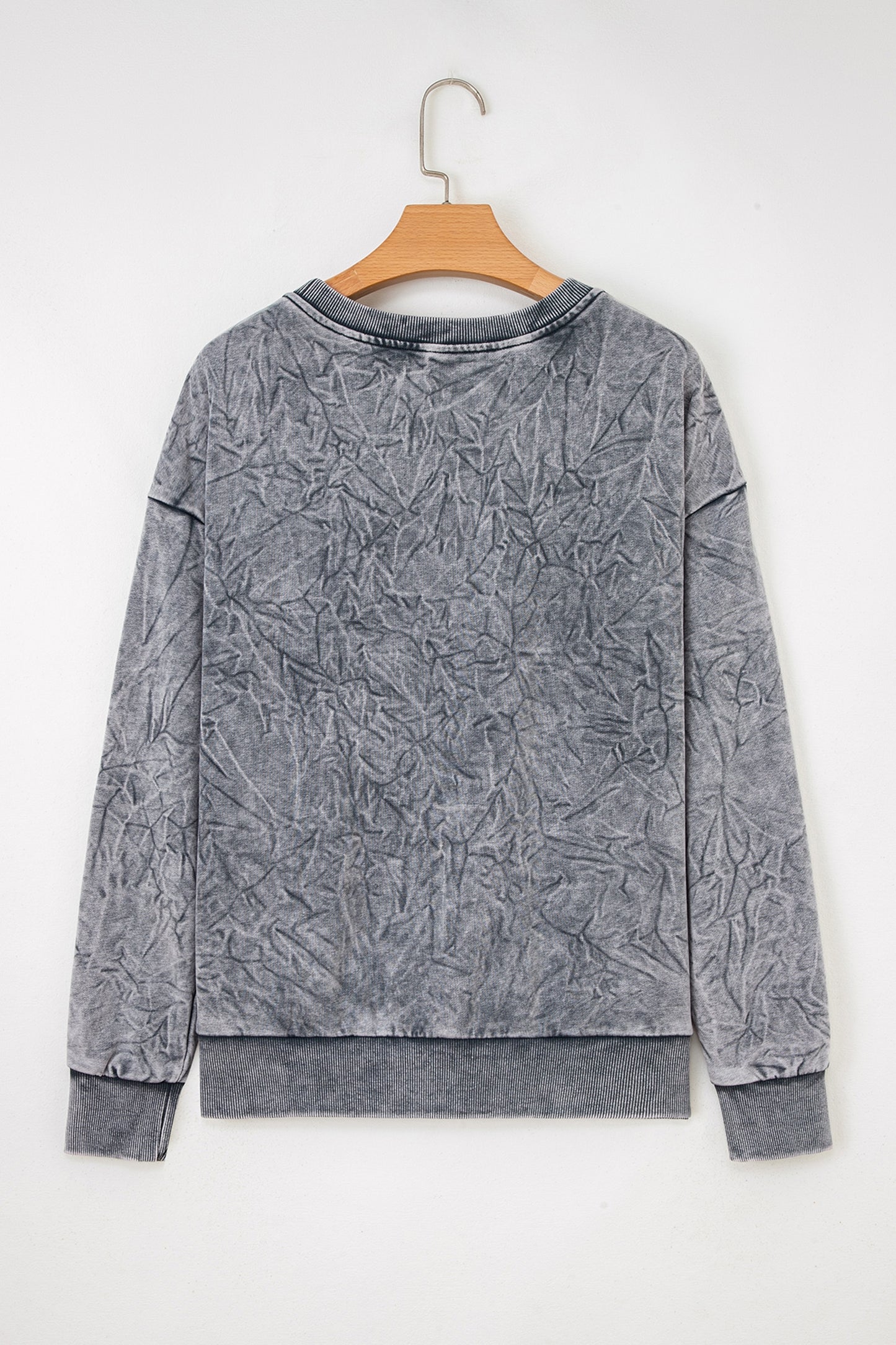 Sea Green  saved by grace Letter Embroidery Mineral Wash Loose Sweatshirt