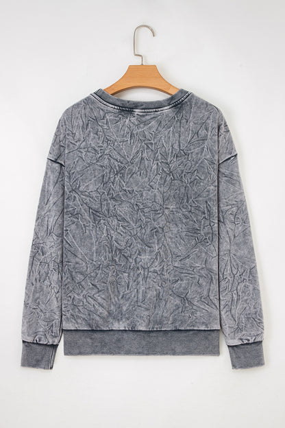 Sea Green  saved by grace Letter Embroidery Mineral Wash Loose Sweatshirt