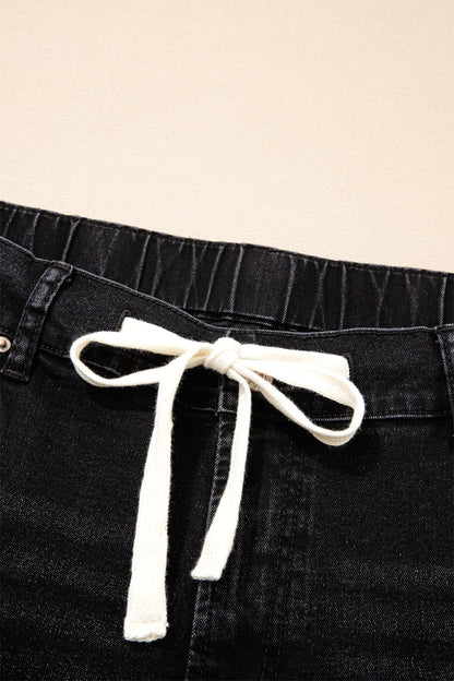 Iceland Blue Acid Wash Contrast Lace-up Plus Size Jeans