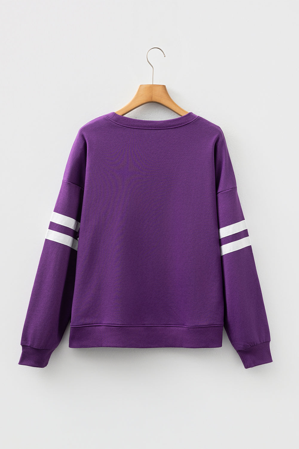 Navy Blue Preppy Striped Sleeve Loose Sweatshirt