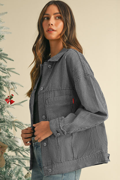 Wild Wind Washed Oversized Pocketed Denim Jacket