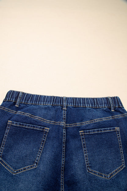 Iceland Blue Acid Wash Contrast Lace-up Plus Size Jeans