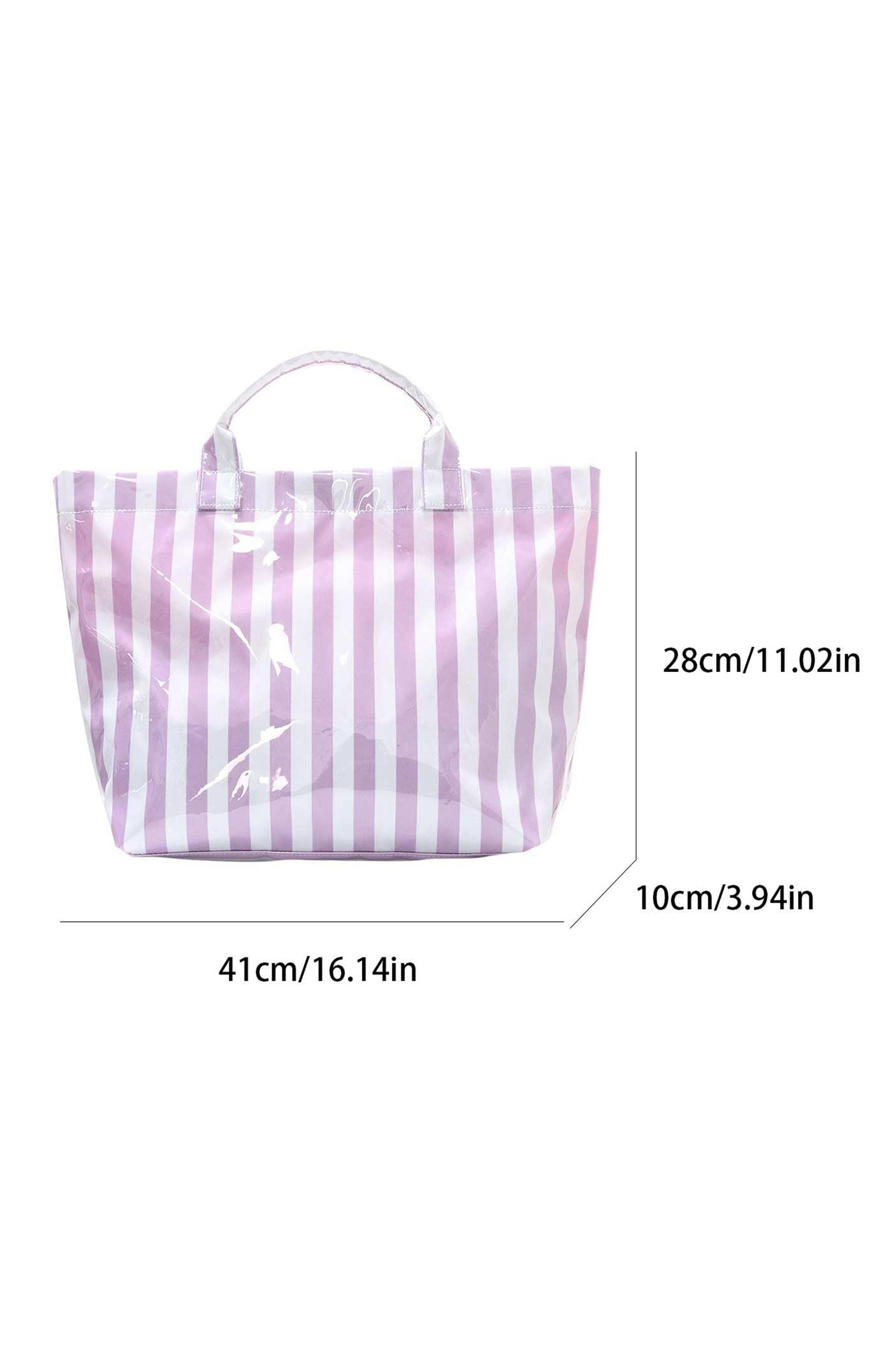 Light Blue Glossy Striped Vinyl Large Tote Bag (Batch Color Gap)
