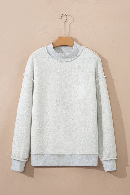 Coffee Oversize Drop Shoulder Reversible Mock Neck Sweatshirt