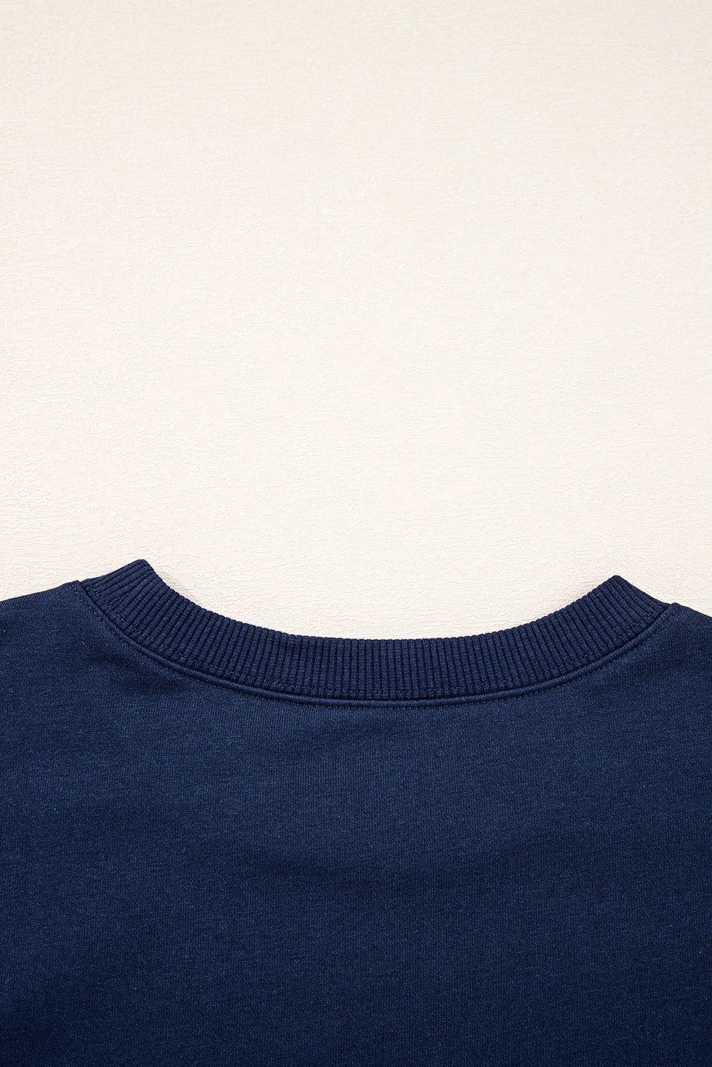 Navy Blue Preppy Striped Sleeve Loose Sweatshirt