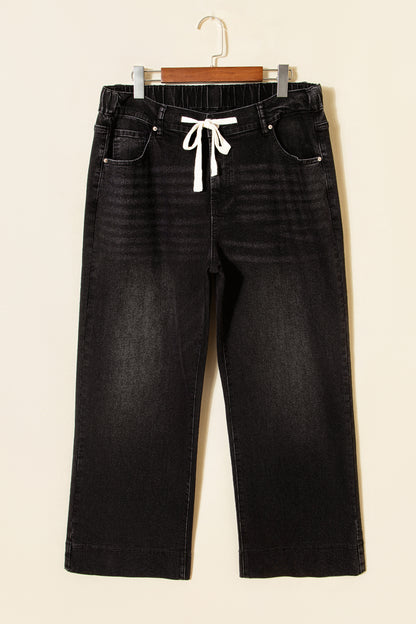 Iceland Blue Acid Wash Contrast Lace-up Plus Size Jeans