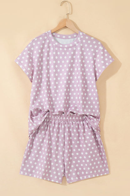 Green Polka Dot Print Short Set