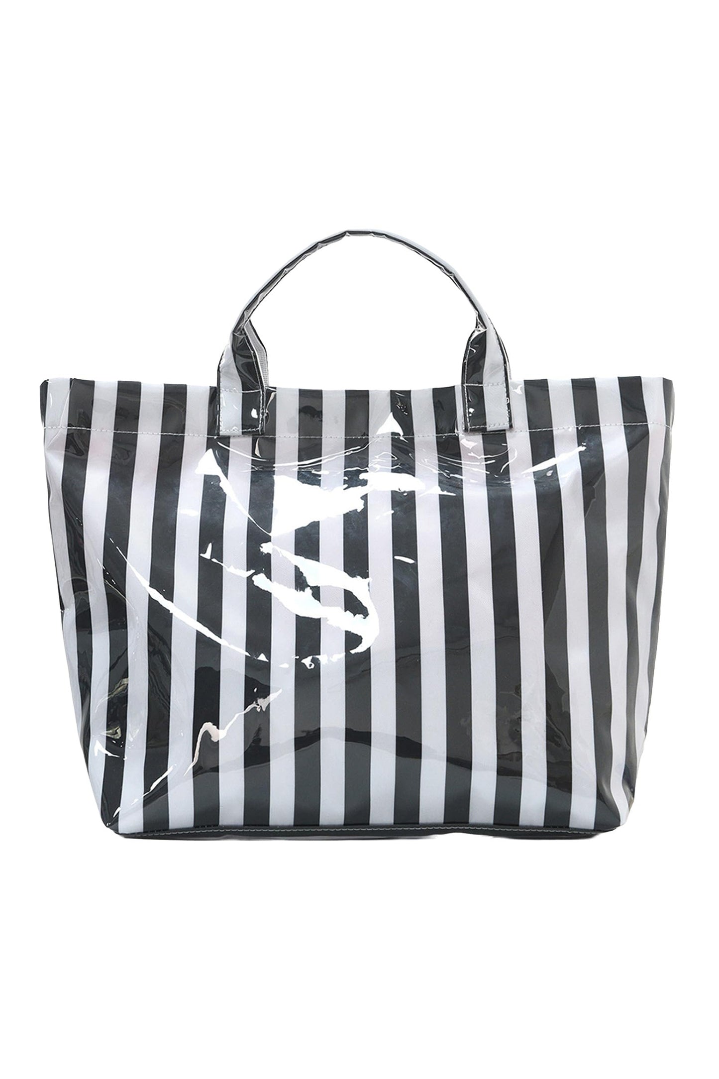 Light Blue Glossy Striped Vinyl Large Tote Bag (Batch Color Gap)
