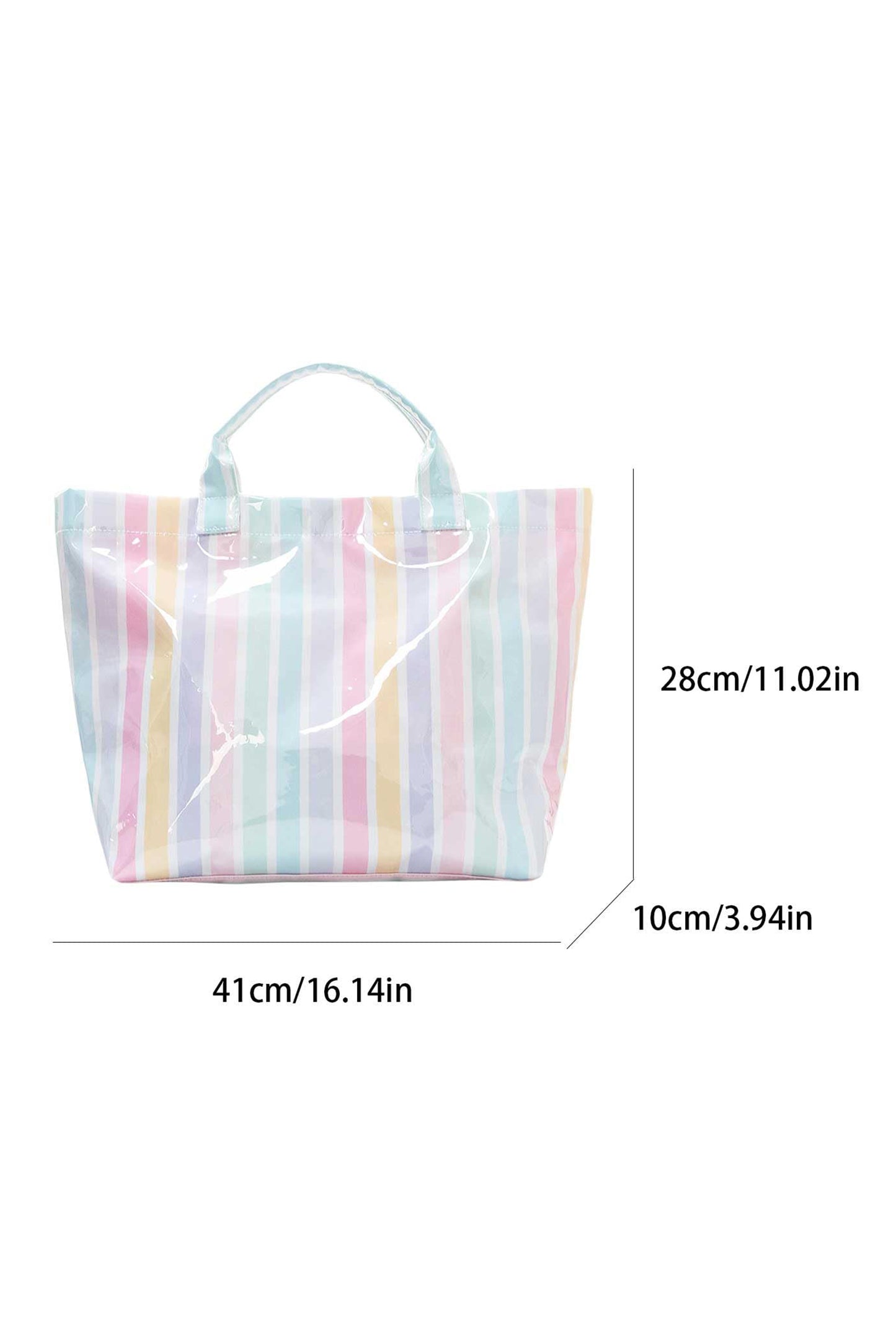 Light Blue Glossy Striped Vinyl Large Tote Bag (Batch Color Gap)