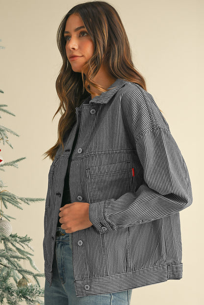 Wild Wind Washed Oversized Pocketed Denim Jacket