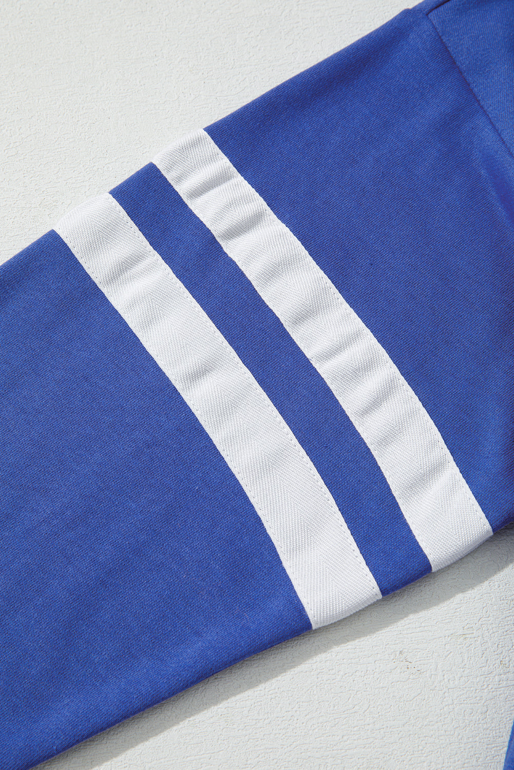 Navy Blue Preppy Striped Sleeve Loose Sweatshirt