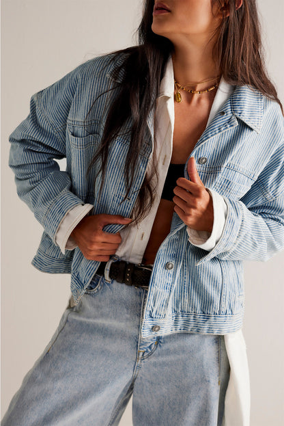 Wild Wind Washed Oversized Pocketed Denim Jacket