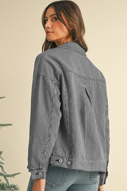 Wild Wind Washed Oversized Pocketed Denim Jacket