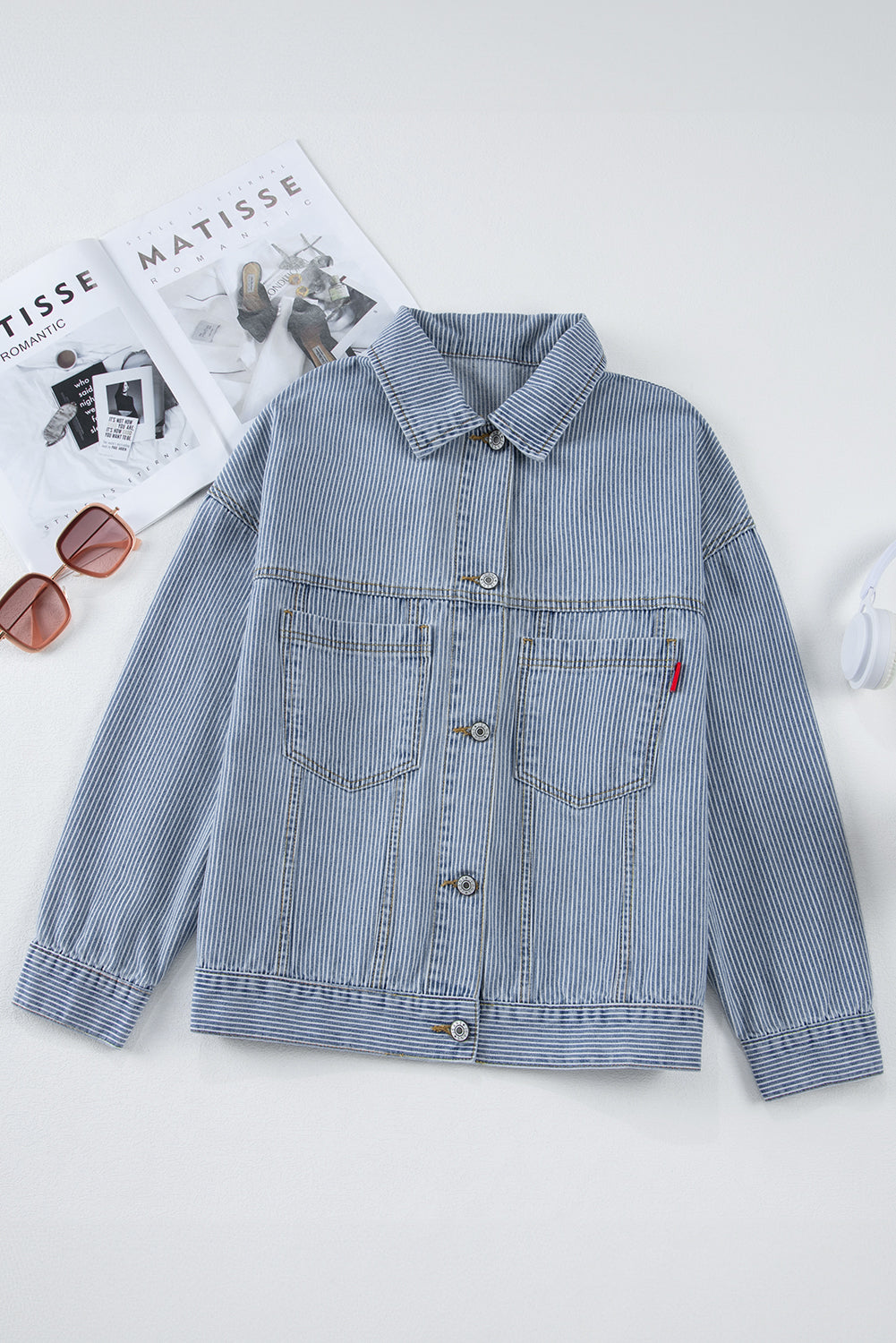 Wild Wind Washed Oversized Pocketed Denim Jacket