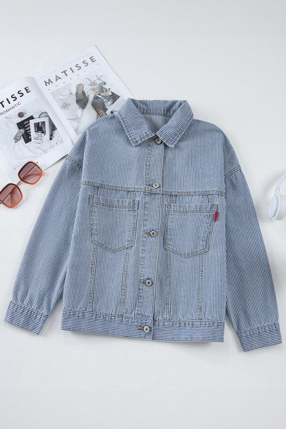 Wild Wind Washed Oversized Pocketed Denim Jacket