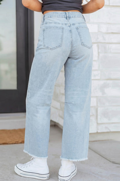 Beau Blue Patriotic Sequin Bow Patched Ankle-Length Shift Jeans